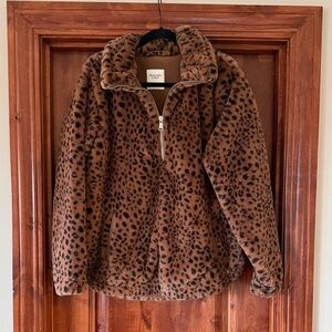 Abercrombie & Fitch Brown Leopard Print 1/4 zip